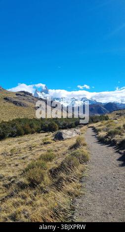Vue sur le Mont Fitz Roy, El Chalten, Argentine Banque D'Images