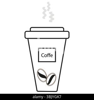 Tasse à café à emporter. Récipient pour boisson chaude. Symbole de boisson à emporter. Illustration vectorielle. Illustration de Vecteur