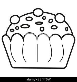 Icône de contour de muffin. Vecteur de pâtisserie dessert. Croquis en forme de cupcake. Sucré cuit bien. Illustration de Vecteur
