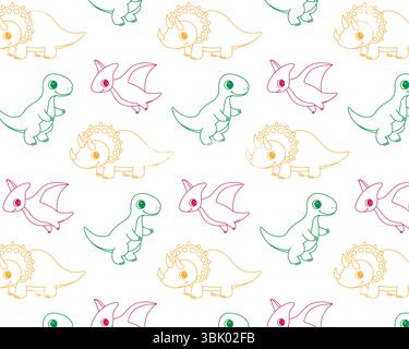 Un motif de dinosaures mignons. Illustration vectorielle. Illustration de Vecteur