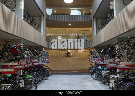 Parking à vélos central à Stationsplein, le plus grand parking à vélos du monde avec plus de 13 000 places de parking sur 3 étages, juste en dessous du Banque D'Images