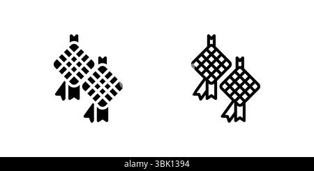 Icône de gâteau de riz ketupat en forme de losange, associée aux célébrations de l'Aïd. Illustration de Vecteur