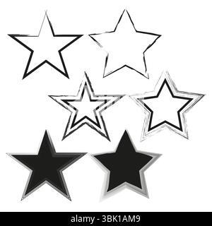 Icônes cinq étoiles. Jeu de symboles de classification. Vecteur de marque de qualité. Emblème de réussite. Illustration de Vecteur