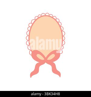 Cadre ovale pastel doux avec bordure festonnée et ruban décoratif. Parfait pour les étiquettes vintage, les dessins de bébé ou les notes. Illustration de Vecteur