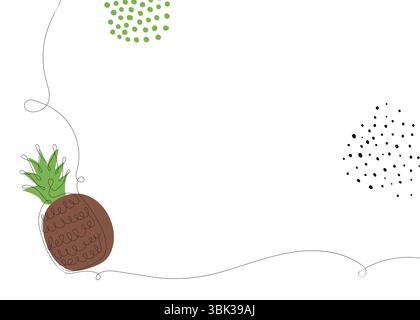Fond de ligne continue ananas. Concept d'aliments sains biologiques d'une seule ligne. Minimalisme conception graphique de style moderne Illustration de Vecteur