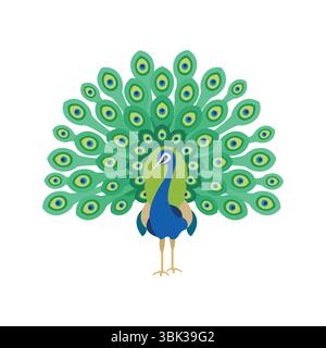 illustration vectorielle d'icône de signe d'icône d'oiseau d'oiseau de paon Illustration de Vecteur