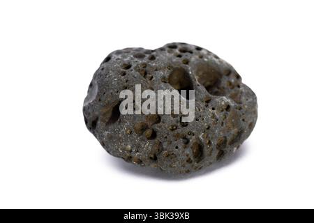 Black Rock étrange isolated on white closeup Banque D'Images