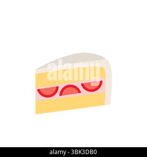 tranche de shortcake à la fraise de gâteau symbole emoji signe icône illustration vectorielle Illustration de Vecteur