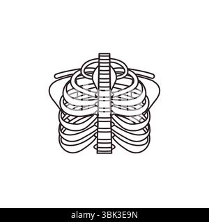 illustration vectorielle d'icône de signe de symbole d'emoji d'os de cage thoracique Illustration de Vecteur