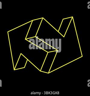 Forme impossible. Flèches isolées sur un fond noir. Illustration vectorielle. Objet d'illusion optique. Dispositif optique Figure géométrique. Illustration de Vecteur