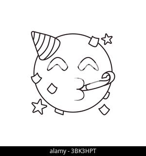 fête visage célébration corne de fête confetti festif gagnant anniversaire emoji symbole signe illustration vectorielle Illustration de Vecteur