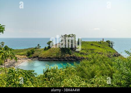 Vues de et depuis Lagoa Azul à Sao Tomé Banque D'Images