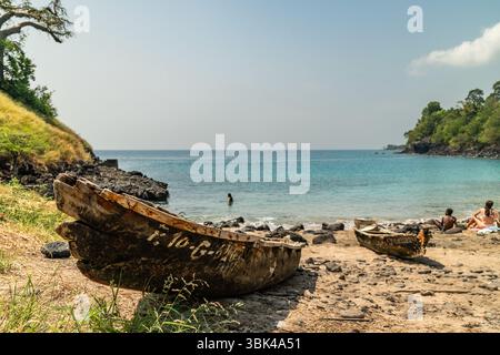 Vues de et depuis Lagoa Azul à Sao Tomé Banque D'Images