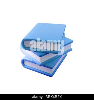 3d pile de livres bleus illustration vectorielle, idéal pour les thèmes éducatifs, académiques ou littéraires. Parfait pour l'apprentissage en ligne, les bibliothèques ou l'édition Illustration de Vecteur