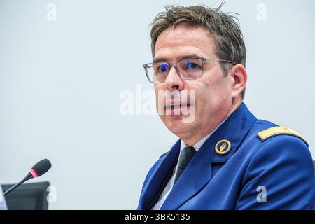 Audition de M. Éric Snoeck, commissaire général de la police fédérale à la Commission de l'intérieur, de la sécurité, de la migration et des matières Banque D'Images