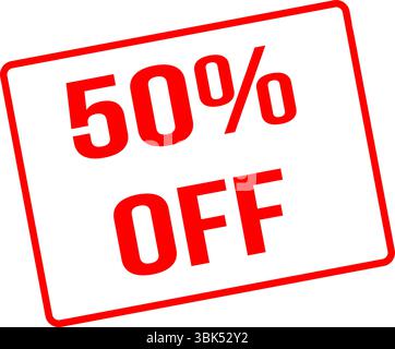 Affiche rouge de rabais de 50 % – étiquette de rabais en gras pour les promotions Illustration de Vecteur