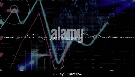 Affichage de la forme d'onde cyan pulsée sur le tableau de bord, avec une ligne blanche en pointillés et une forme d'onde triangulaire rose Banque D'Images