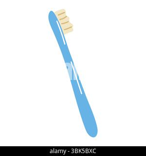 Routine quotidienne de soins dentaires avec une brosse à dents bleue sur fond blanc Illustration de Vecteur