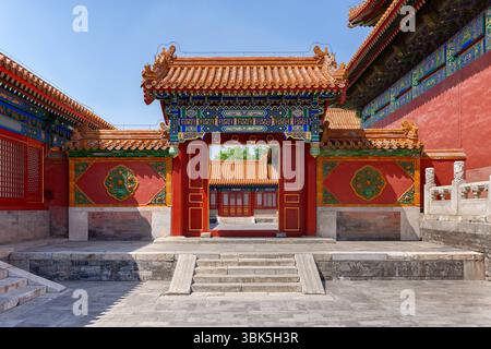 Gateway avec portes chinois rouge photo gros plan Banque D'Images