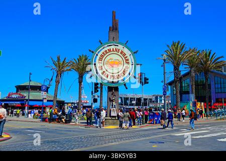 Célèbre Fisherman's Wharf signe San Francisco California City by the Bay Frisco SF San Fran États-Unis États-Unis. Créé en 05.20.25 Banque D'Images