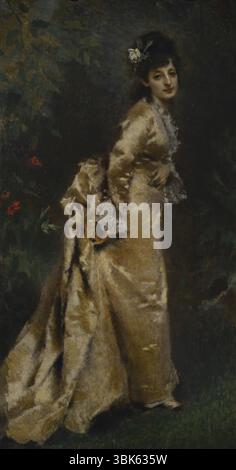 Tranquillo Crémone (1837-1878) Peintre italien. Portrait de Maria Marozzi, 1873. Huile sur toile. Galerie d'art moderne, Milan, Italie. Banque D'Images