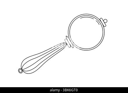Loupe simple contour illustration dessinée à la main, ancien outil rétro pour la recherche et l'exploration, accessoire d'école de loupe de style doodle pour regarder carefu Illustration de Vecteur