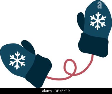 Moufles bleues avec flocon de neige. Vecteur Illustration de Vecteur