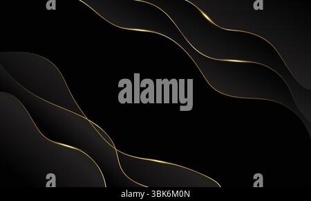 Arrière-plans noirs dégradés avec conception vectorielle de cadres dorés dans eps 10 Illustration de Vecteur