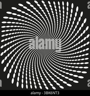 Motif de points en spirale. Tourbillon d'illusion optique. Conception circulaire vectorielle. Forme de mouvement abstrait. Illustration de Vecteur