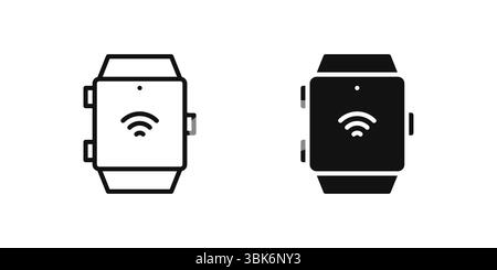 Jeu d'icônes smartwatch représentant des appareils portables avec intégration intelligente et IoT. Illustration de Vecteur