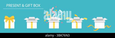 Un ensemble de variantes vide boîtes cadeaux ouvertes et fermées Illustration de Vecteur