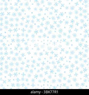 Modèle sans couture de flocons de neige bleu de Noël originaux dans le style crayon de cire ou squiggle charbon de bois. Parfait pour les arrière-plans de tableau noir de maternelle de Noël Illustration de Vecteur