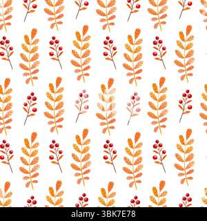 Modèle sans couture avec des feuilles d'automne aquarelle sur un fond blanc. Illustration dessinée à la main pour votre conception, impression, textile Banque D'Images