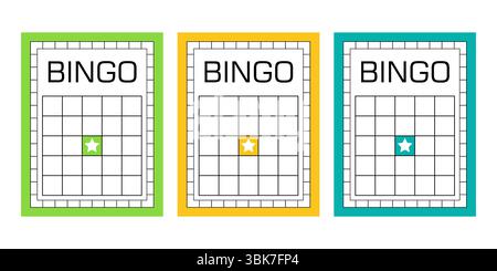 Bingo card templates without numbers. Clean and empty lotto sheets for gambling games. Vector collection of blank betting tickets for casino design Illustration de Vecteur