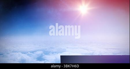 lumière tombant au-dessus d'un paysage nuageux Banque D'Images