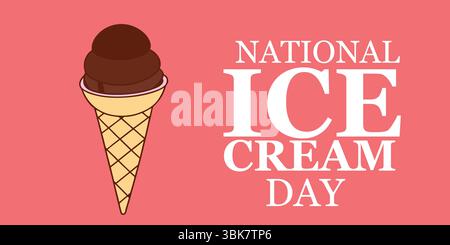 Affiche de la Journée nationale de la crème glacée avec cône de chocolat Illustration de Vecteur