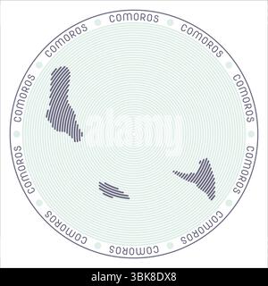 Logo rond Comores. Forme campagnarde construite avec des anneaux. Comores texte dans tout le pays. Illustration vectorielle. Illustration de Vecteur
