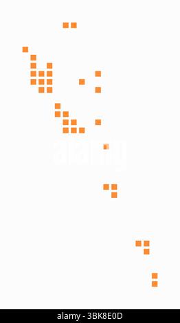 Carte en pointillés de Vanuatu. Carte de style numérique du pays sur fond blanc. Forme Vanuatu avec des points carrés. Style de points colorés. Carrés de grande taille. Illustration de Vecteur