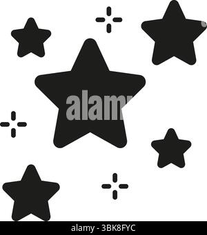 Icône solide étoiles et étincelles. Illustration céleste représentant Magic, Wonder et Dreams Silhouette symbole. Thèmes décoratifs et mystiques Illustration de Vecteur