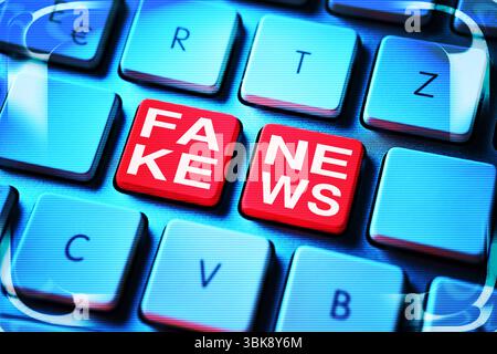 FOTOMONTAGE, Schriftzug Fake News auf Computertasten *** FOTOMONTAGE, Fake News lettrage sur les touches de l'ordinateur Banque D'Images