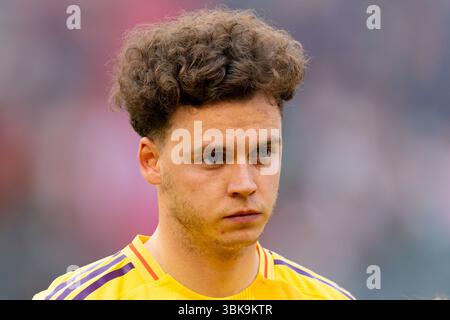 BRUXELLES, BELGIQUE - 9 JUIN : Maxim de Cuyper, de Belgique, lors du match de qualification pour la Coupe du monde FIFA 2026 opposant la Belgique et le pays de Galles au stade Roi Baudouin le 9 juin 2025 à Bruxelles, Belgique. (Photo de Joris Verwijst/Orange Pictures) Banque D'Images