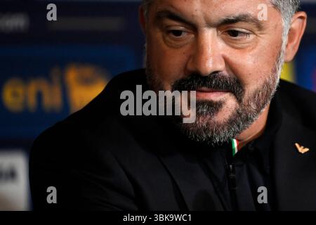 Rome, Italie. 19 juin 2025. Le nouvel entraîneur de l'Italie Gennaro Gattuso assiste à une conférence de presse à l'Hôtel Parco dei Principi le 19 juin 2025 à Rome, Italie. Crédit : Insidefoto/Alamy Live News Banque D'Images