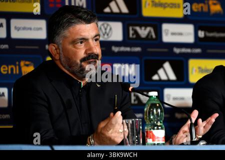 Rome, Italie. 19 juin 2025. Le nouvel entraîneur de l'Italie Gennaro Gattuso assiste à une conférence de presse à l'Hôtel Parco dei Principi le 19 juin 2025 à Rome, Italie. Crédit : Insidefoto/Alamy Live News Banque D'Images