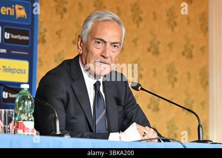 19 juin 2025, Grand Hotel Parco dei Principi, Rome, Italie ; New Italy Manager Gennaro Gattuso ; Gabriele Gravina Président fédéral Banque D'Images
