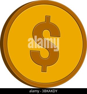 Icône de pièce de dollar d'or - symbole d'argent et de finance 3D pour les entreprises et l'investissement Illustration de Vecteur