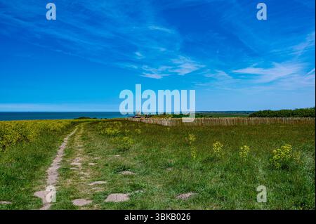 Oyster Bay Trail dans la section Reculver Country Park dans une belle journée de printemps Banque D'Images