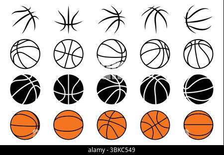 Ensemble isolé d'illustration vectorielle d'icône de balle de basket-ball Illustration de Vecteur