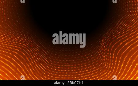 Orange foncé futuriste pointillé lignes ondulées abstraites technologie fond étincelant. Design éclatant vectoriel haute technologie Illustration de Vecteur