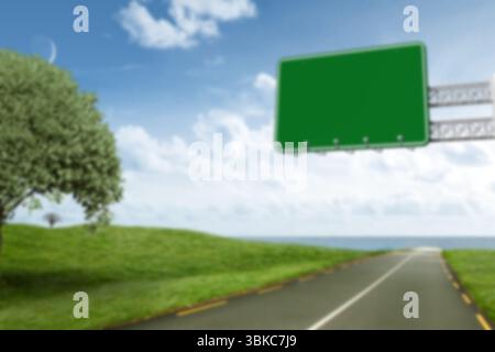Vue à angle bas de l'étiquette par route contre ciel nuageux Banque D'Images