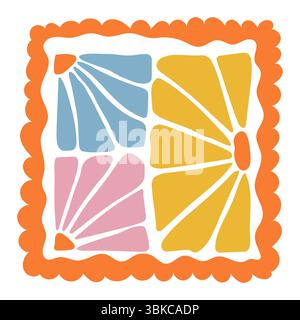 Motif floral coloré avec fleur bleue et orange Illustration de Vecteur